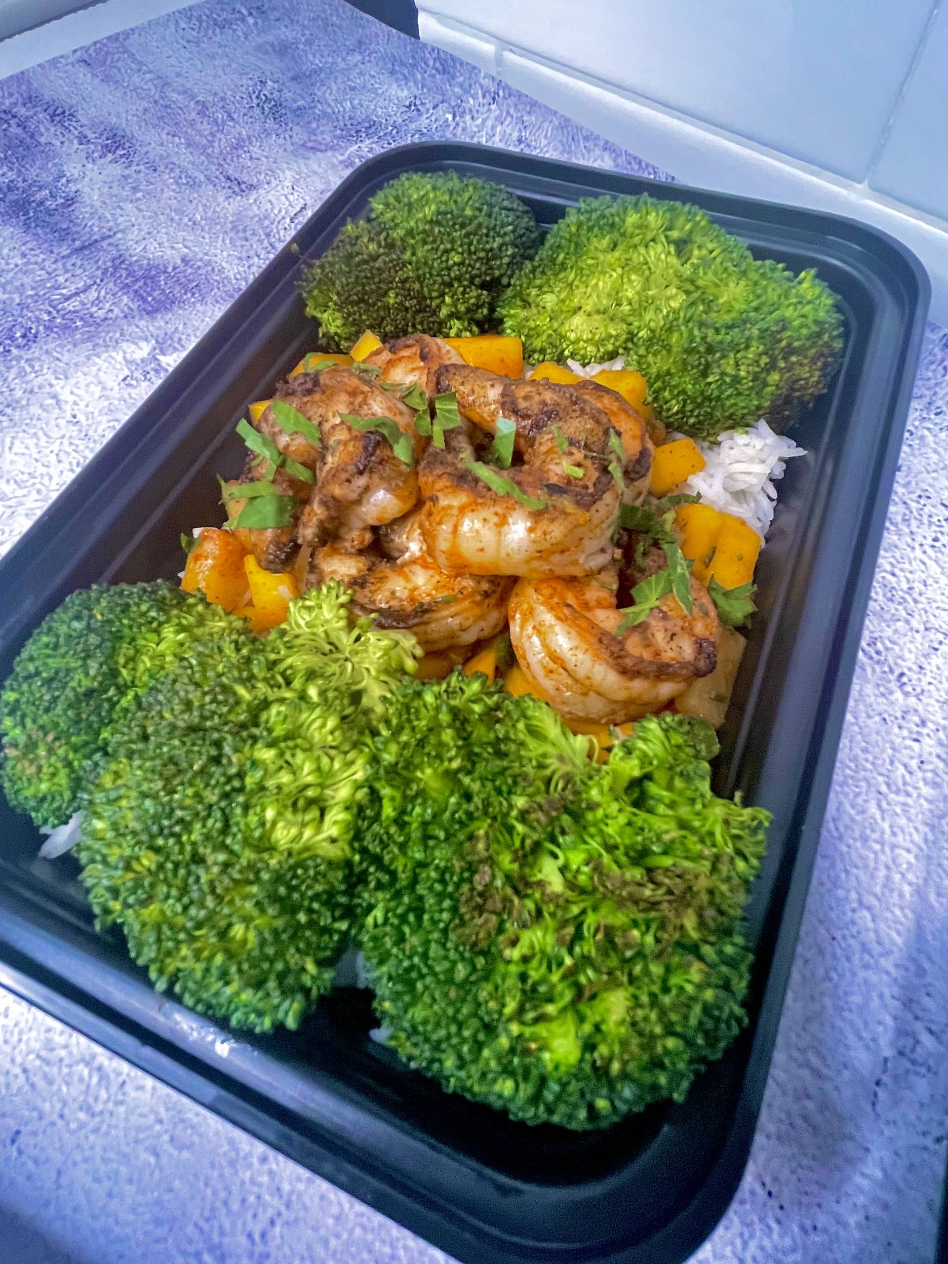 49B. Admiral Tso Shrimp w. Cauliflower Rice & Broccoli (KETO)