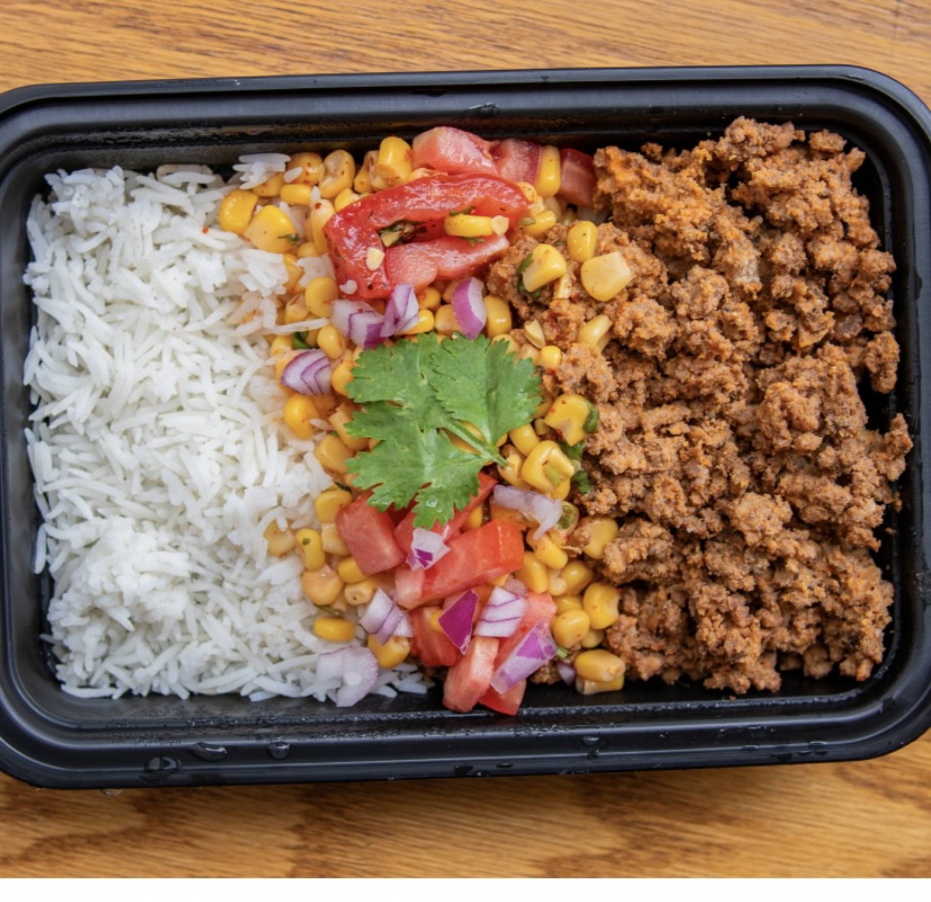 03. Ground Beef Salsa Bowl with White Rice, Corn & Tomatoes