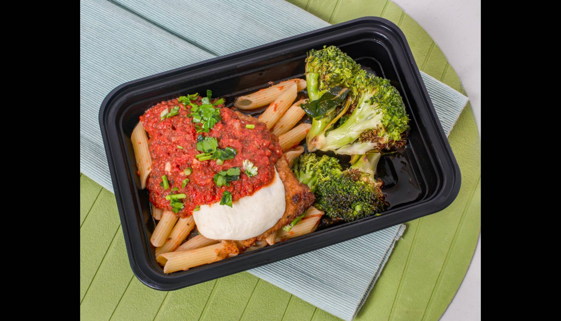 Chicken Parm with Penne & Broccoli