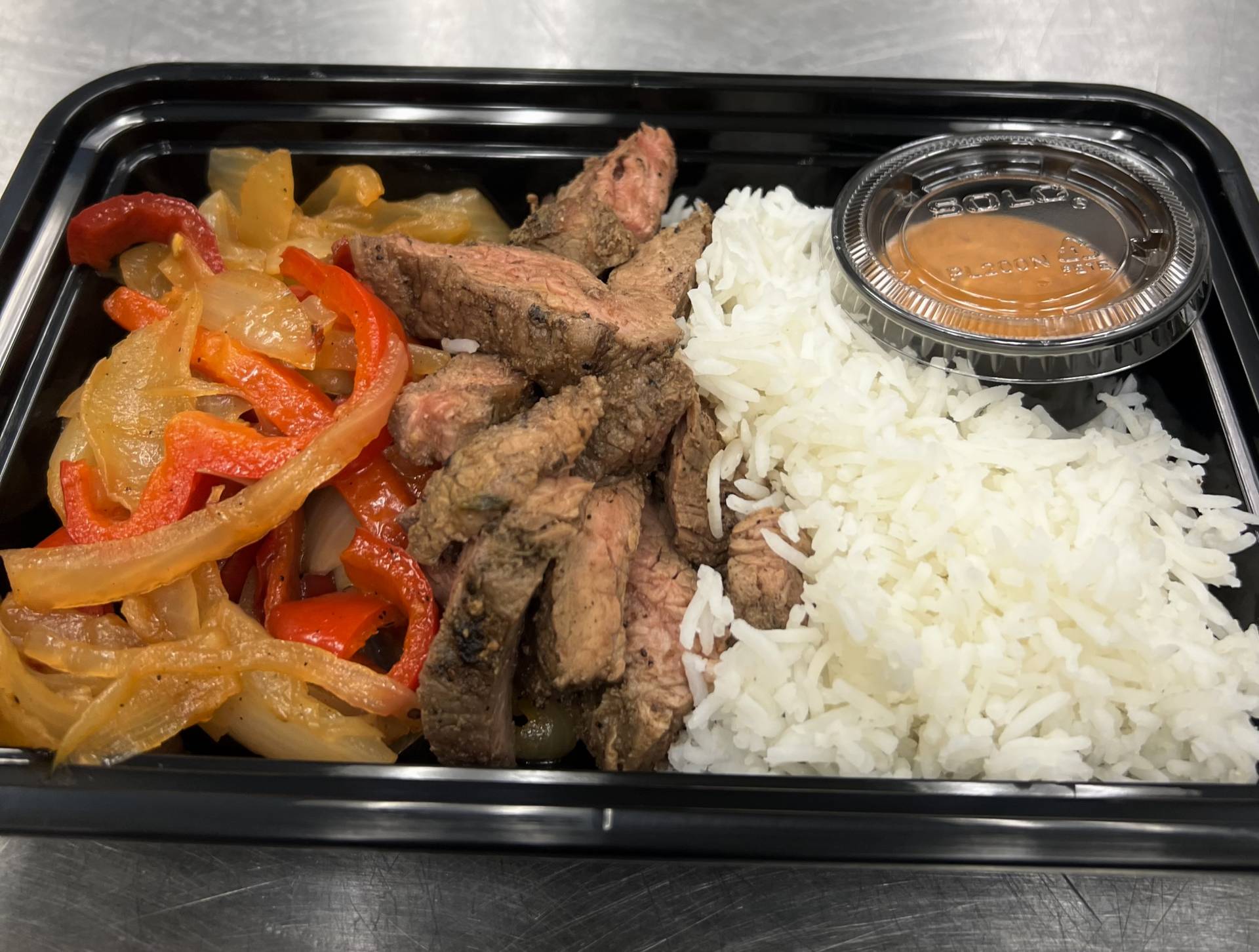 09. Steak Fajita with White Basmati Rice & Chipotle Mayo