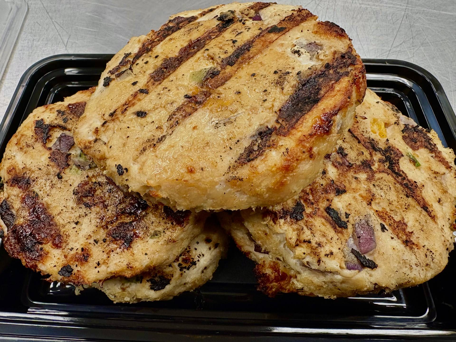 Pepper & Onion Chicken Burgers (5)